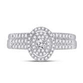 10kt White Gold Womens Round Diamond Bridal Wedding Engagement Ring Band Set 1/2 Cttw