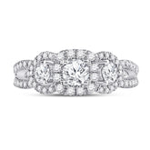 14kt White Gold Womens Round Diamond 3-stone Bridal Wedding Engagement Ring 1-1/4 Cttw (Certified)