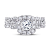 14kt White Gold Womens Round Diamond Bridal Wedding Engagement Ring Band Set 1-1/2 Cttw (Certified)