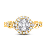 10kt Yellow Gold Womens Round Diamond Cluster Halo Ring 1/2 Cttw