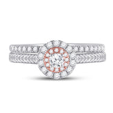 10kt Two-tone Gold Womens Round Diamond Bridal Wedding Engagement Ring Band Set 1/2 Cttw