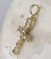 3/8CTW-DIA P1P2 MENS ANKH CROSS CHARM