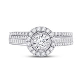 10kt White Gold Womens Round Diamond Bridal Wedding Engagement Ring Band Set 5/8 Cttw
