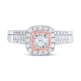 10kt Two-tone Gold Womens Round Diamond Bridal Wedding Engagement Ring Band Set 1/2 Cttw