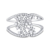 14kt White Gold Womens Round Diamond Cluster Fashion Ring 1/2 Cttw