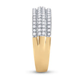 14kt Yellow Gold His Hers Round Diamond Cluster Matching Bridal Wedding Ring Band Set 1-1/3 Cttw