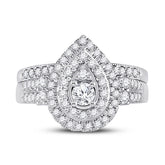 10kt White Gold Womens Round Diamond Bridal Wedding Engagement Ring Band Set 1.00 Cttw (Certified)