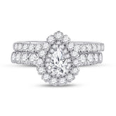 1 1/2CTW-DIA ANA M 3/8CT-CPEAR BRIDAL SETS SINGLE HALO