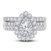 1 7/8CTW-DIA ANA M 1/2CT-CPEAR BRIDAL SETS DOUBLE HALO