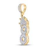 3/4CT-DIA P1P2 INITIAL "8" CROWN MENS CHARM
