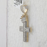 1 CTW-DIA P1P2 CROSS CROWN MENS CHARM