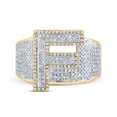 1CTW-DIA P1P2 INITIAL "F" MENS RING