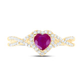 1/4CTW-DIA NK 5X5 MM RUBY-HEART NAT GEM RING