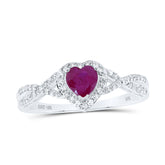 1/4CTW-DIA NK 5X5 MM RUBY-HEART NAT GEM RING