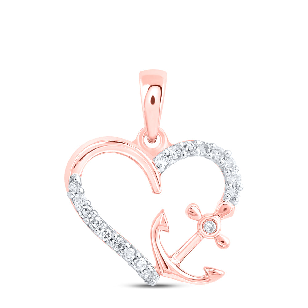 1/10CTW-DIA NK GIFT ANCHOR HEART PENDANT