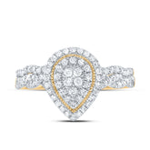 1/2CTW-DIA CN PEAR DOUBLE HALO BRIDAL SET