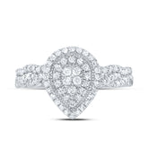 1/2CTW-DIA CN PEAR DOUBLE HALO BRIDAL SET