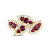 1/3CTW-DIA ANA M 3/4CTW RD-RU NAT GEM RING