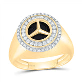 1/3CTW-DIA P1 10 MM ROUND ONYX BLACK MENS RING