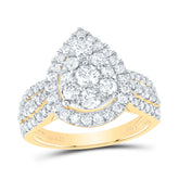 1 1/2CTW-DIA ANA M 1/5CT-CRD PEAR SINGLE HALO BRIDAL RING