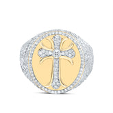 1 7/8CTW-DIA NK CROME CROSS MENS RING
