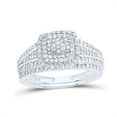 1/2CTW-DIA NK CUSHION DOUBLE HALO BRIDAL SET