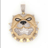 BULL HEAD WITH SPIKES TWO TONE DIAMOND PENDANT - 10KT YELLOW + WHITE GOLD & 2.69 CTW