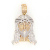 THORN CROWN JESUS HEAD TWO TONE DIAMOND PENDANT - 10KT YELLOW + WHITE GOLD & 3.75 CTW