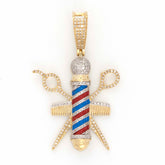 BARBER POLE SIGN ROUND DIAMOND PENDANT - 10KT YELLOW GOLD & 0.55 CTW