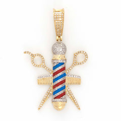 BARBER POLE SIGN ROUND DIAMOND PENDANT - 10KT YELLOW GOLD & 0.55 CTW