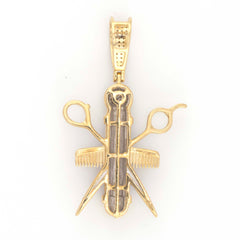 BARBER POLE SIGN ROUND DIAMOND PENDANT - 10KT YELLOW GOLD & 0.55 CTW