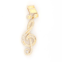 MUSIC NOTE BAGUETTE & ROUND DIAMOND PENDANT - 10KT YELLOW GOLD & 1.25 CTW