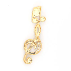 MUSIC NOTE BAGUETTE & ROUND DIAMOND PENDANT - 10KT YELLOW GOLD & 1.25 CTW