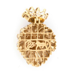 LION HEAD WITH CROWN TWO TONE DIAMOND PENDANT - 10KT YELLOW + WHITE GOLD & 4.95 CTW