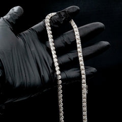 20 Inches 10k Genuine White Gold Round 3 CTW Natural Diamond Necklace 30g Chain