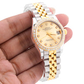 31MM Rolex Datejust 2-Tone Champagne Dial Diamond Bezel Jubilee band Watch
