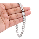 8MM 10k White Gold 4.07CTW Natural Diamond Cuban Mens Bracelet 8" 16.43gm