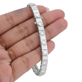 6.5MM 14k White Gold Fluted Gold Solitare Lab Diamond 7CTW Men Women 7" Tennis Bracelet 15.4gm