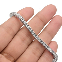 925 Sterling Silver Women 0.16 CTW Diamond Fanouk Tennis Bracelet 6g 7In Armlet