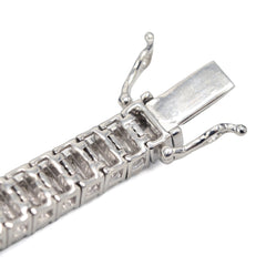 925 Sterling Silver Men 0.24CTW 2 Row Diamond Tennis Bracelet 26.7g 8In Armlet