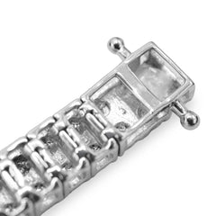 925 Sterling Silver Men 0.24CTW 2 Row Diamond Tennis Bracelet 26.7g 8In Armlet