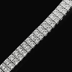 925 Sterling Silver Men 0.24CTW 2 Row Diamond Tennis Bracelet 26.7g 8In Armlet