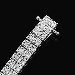 925 Sterling Silver Men 0.24CTW 2 Row Diamond Tennis Bracelet 26.7g 8In Armlet
