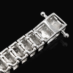 925 Sterling Silver Men 0.24CTW 2 Row Diamond Tennis Bracelet 26.7g 8In Armlet