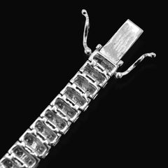 925 Sterling Silver Men 0.24CTW 2 Row Diamond Tennis Bracelet 26.7g 8In Armlet