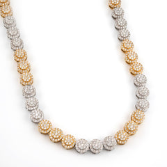 WOMEN'S CIRCLE TWO TONE TENNIS DIAMOND NECKLACE - 10KT YELLOW + WHITE GOLD & 11.27CTW