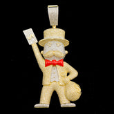 10k Yellow Gold 3.5CTW Natural Diamond Joker w/ Money Bag Pendant 25g Mens Charm