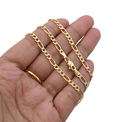 4MM 10k Yellow Gold Unisex Adults 3.4 grams Figaro Chain Necklace - 20 Inches