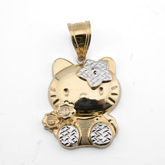 1/10th 10k Gold Bonded 925 Two Tone Hello Kitty Pendant 4gms Womens Cute Charm