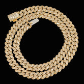 10MM 10k Yellow Gold 19CTW Natural Baguette Diamond 53.7g 21In Cuban Link Chain